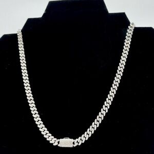 925 Silver, 7.70CTW Moissanite Slim Miami Cuban Chain